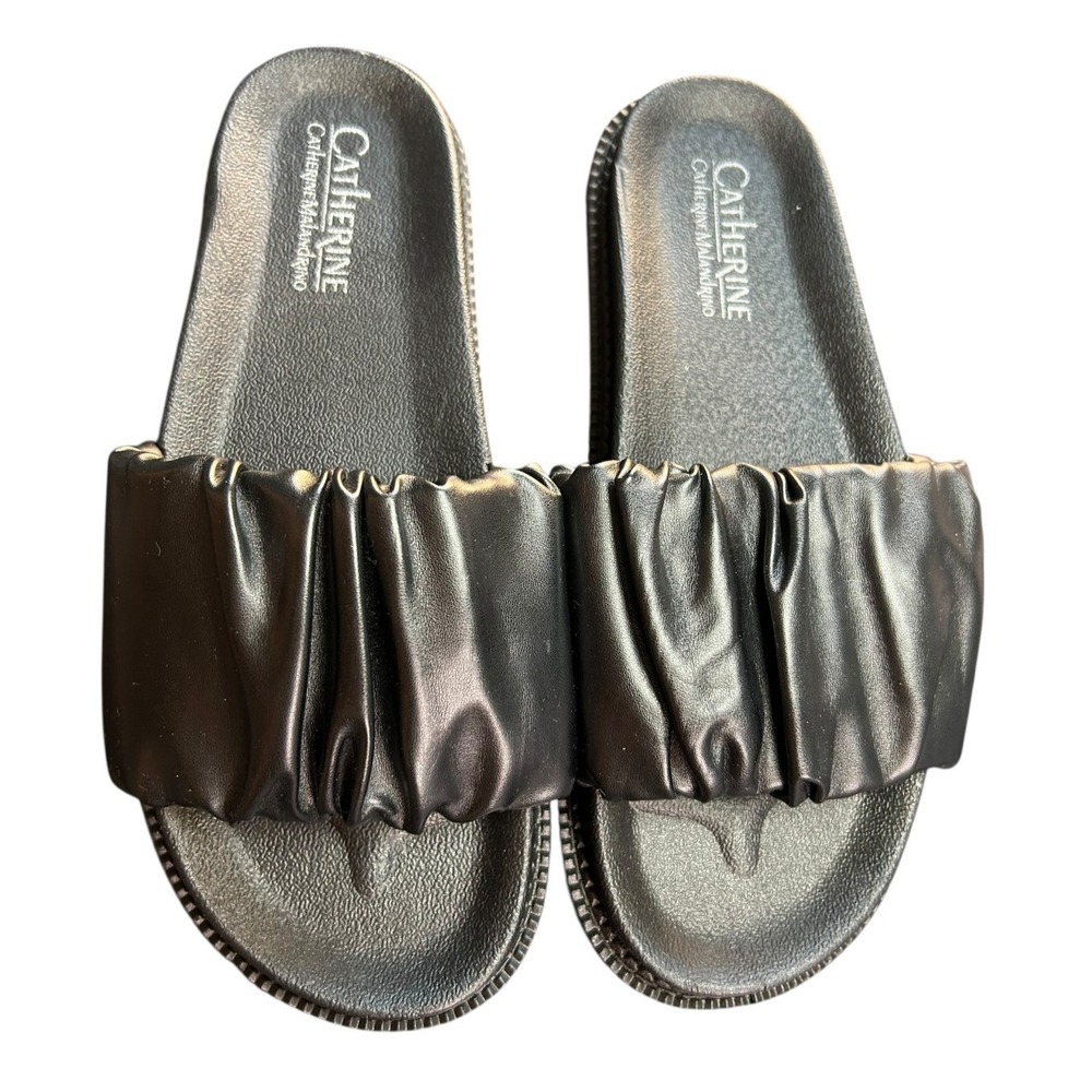 Catherine Malandrino Bubble Puff Slides Sandals Womens Sz 8 Black Casual Comfort - Picture 3 of 9